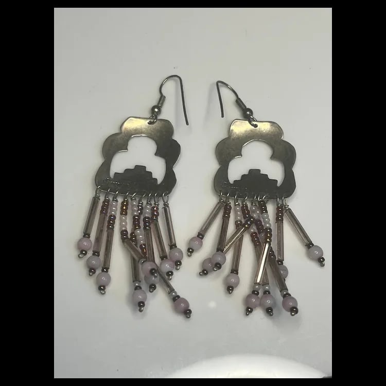 Native American Sterling Silver Beaded EarringsSterling SilverWeighs 9 gramsMeasures 1 x 3 inches - 3