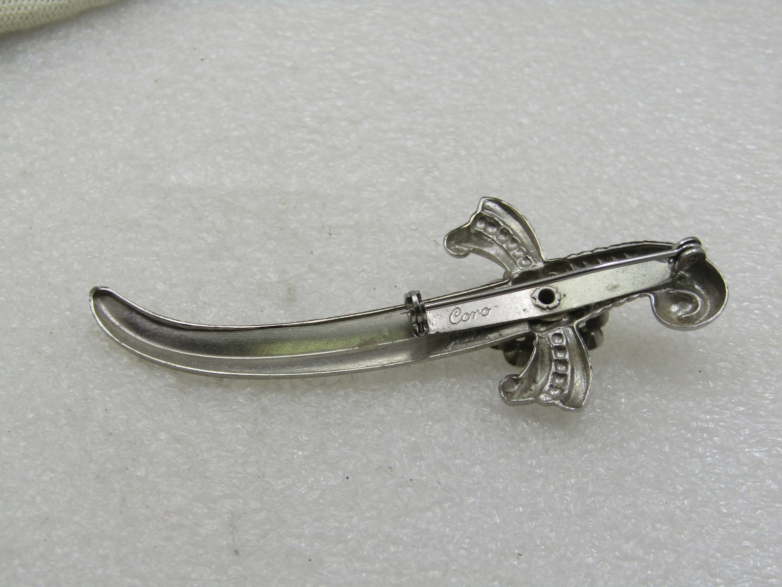 Vintage Coro Rhinestone Sword Brooch, 3.25", 1940's - 5