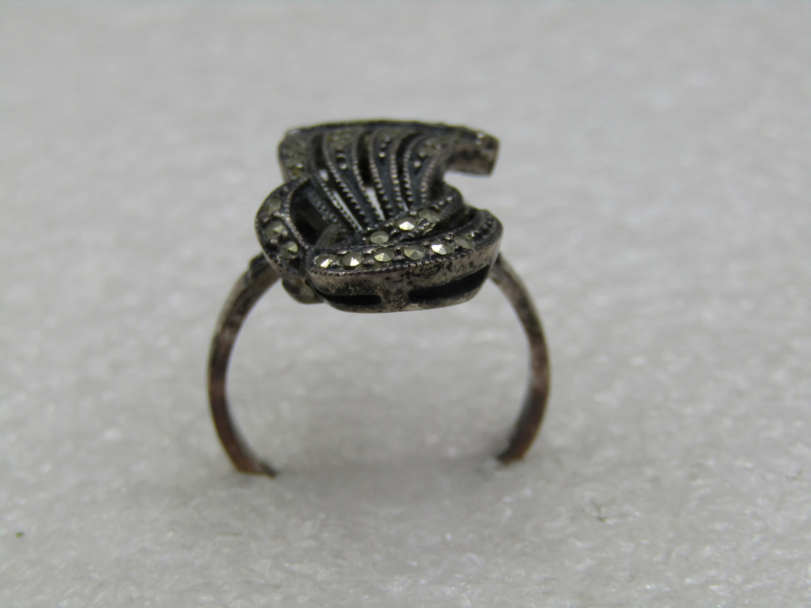 Vintage Sterling Marcasite Comet Ring, Sz. 8, Signed J J, Judith Jack, 1960's - 6