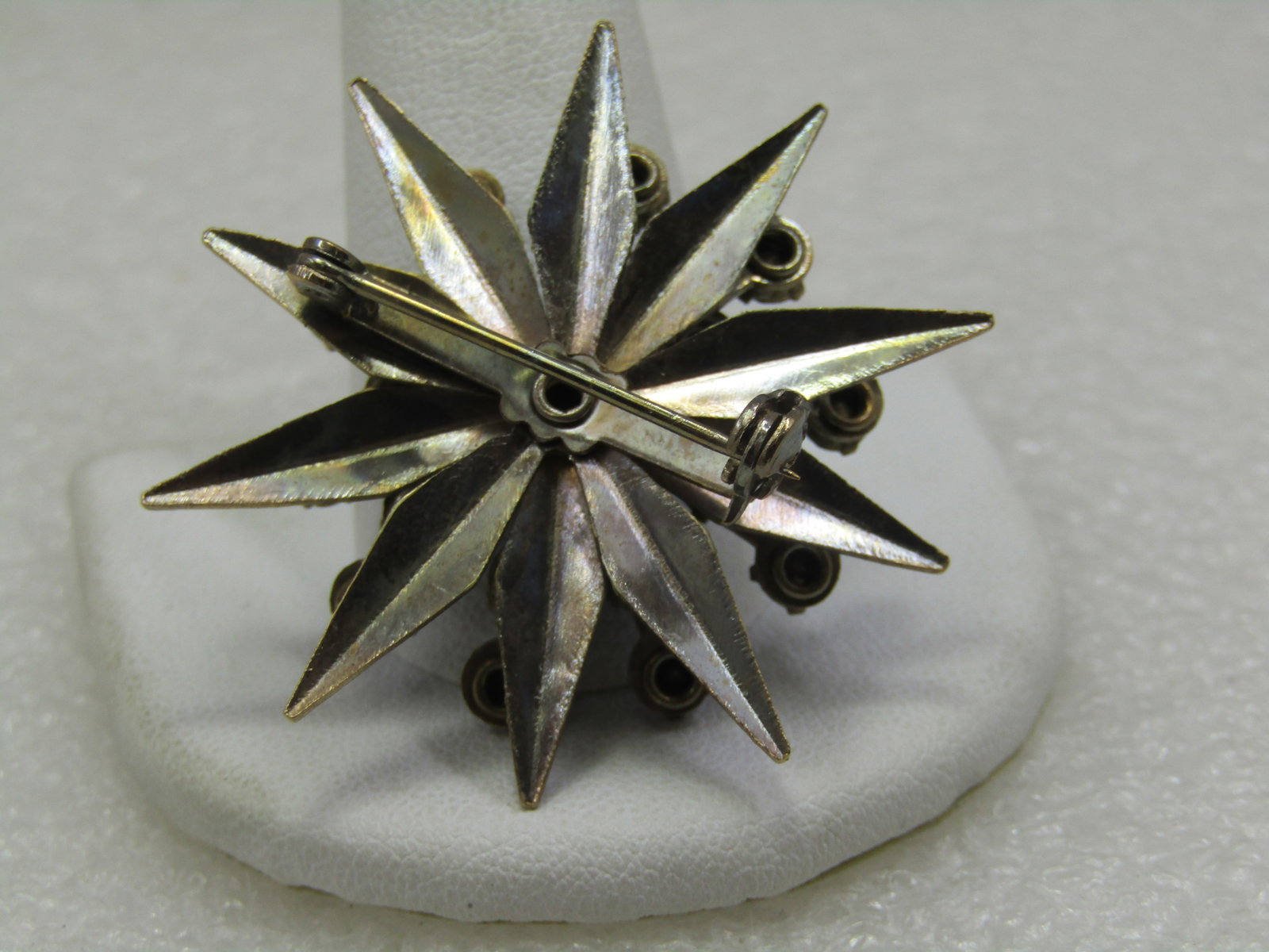 Vintage Shades of Blue Rhinestone Starburst Brooch, 1-5/8" - 6