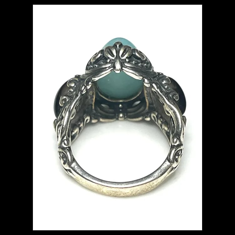 Estate Carolyn Pollack Quartzite and Smoky Quartz Sterling Silver Statement Ring - 4