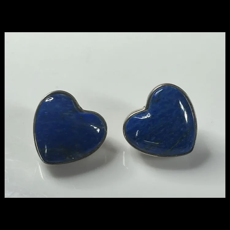 Vintage DTR Jay King Sterling Silver Lapis Lazuli Heart Pendant and Earring SetLapis - 5