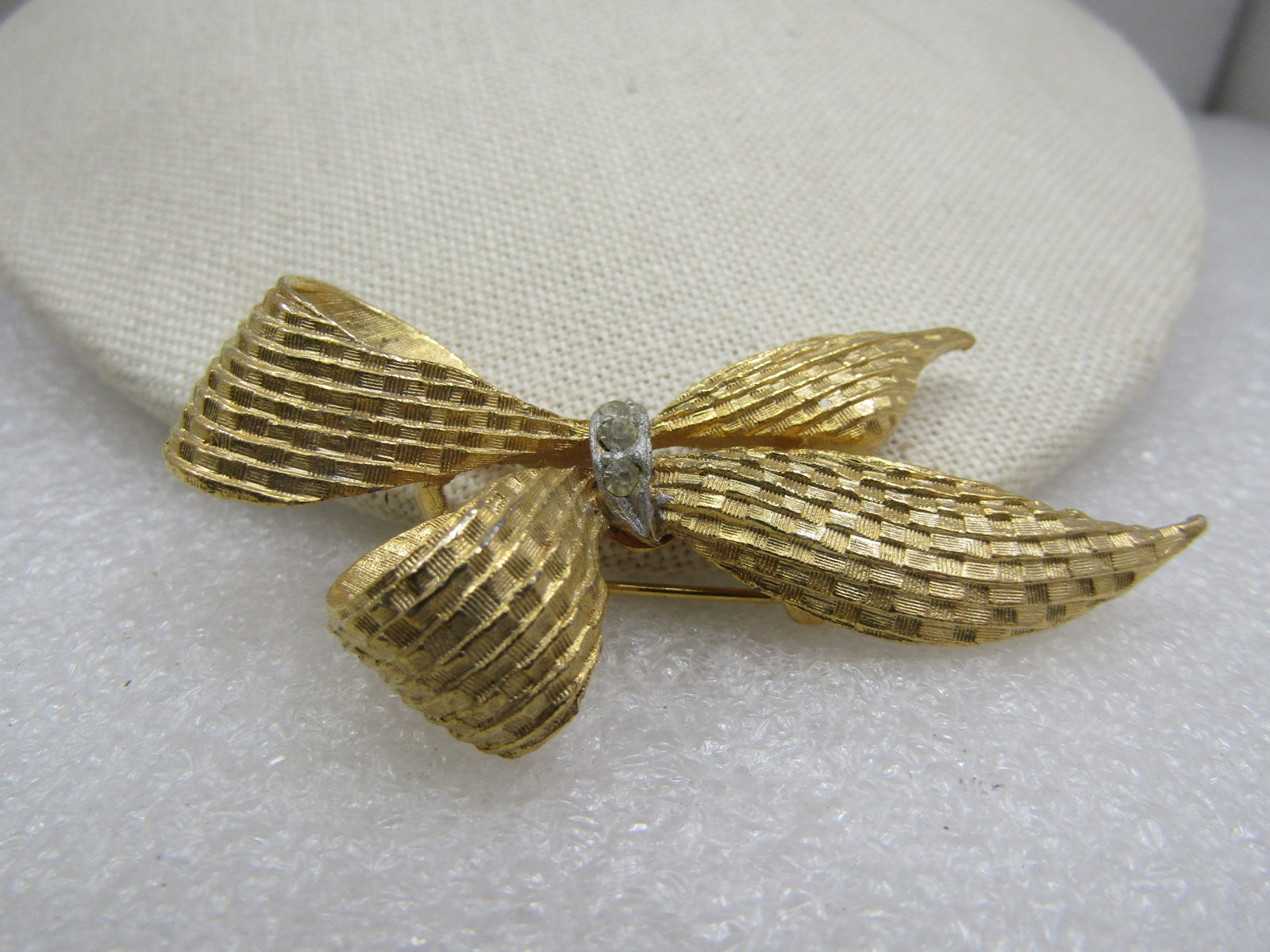 Vintage Two Tone Bow Brooch, Rhinestones, Gerry's, 1950's-1960's (1 of 5)