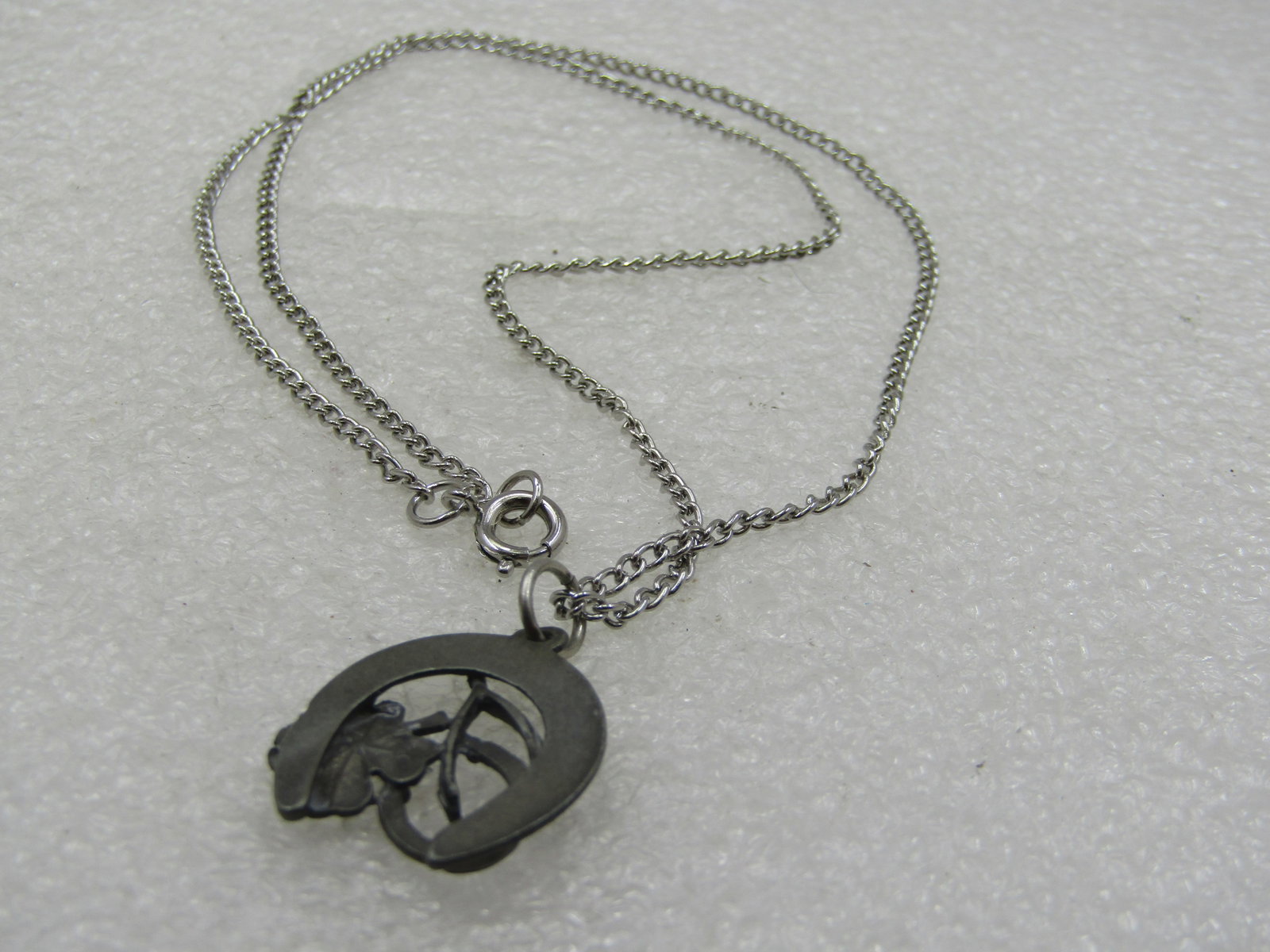 Vintage Good Luck Horseshoe , Clover Necklace, 18", 1950's-1960's - 6