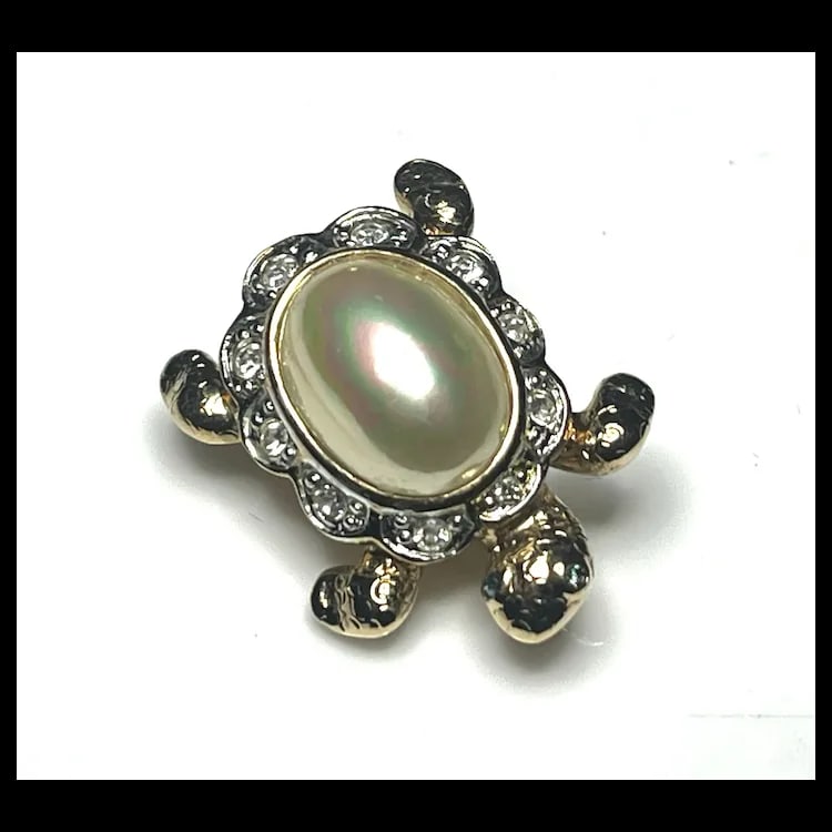 Vintage Carolee Crystal Turtle Brooch - 2