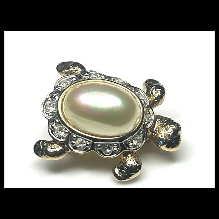 Vintage Carolee Crystal Turtle Brooch - 3