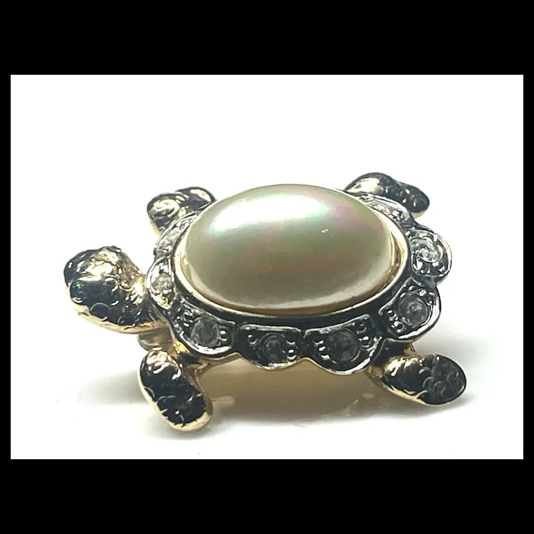 Vintage Carolee Crystal Turtle Brooch - 4