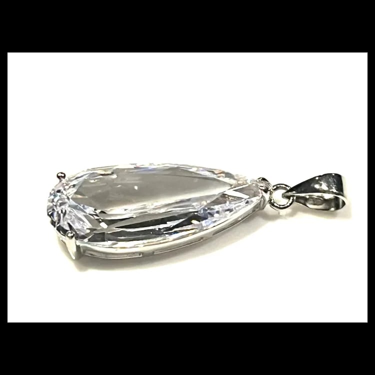 Estate Sterling Silver Oversized Teardrop Pendant - 3