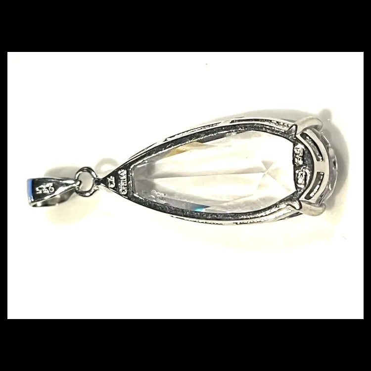 Estate Sterling Silver Oversized Teardrop Pendant - 4