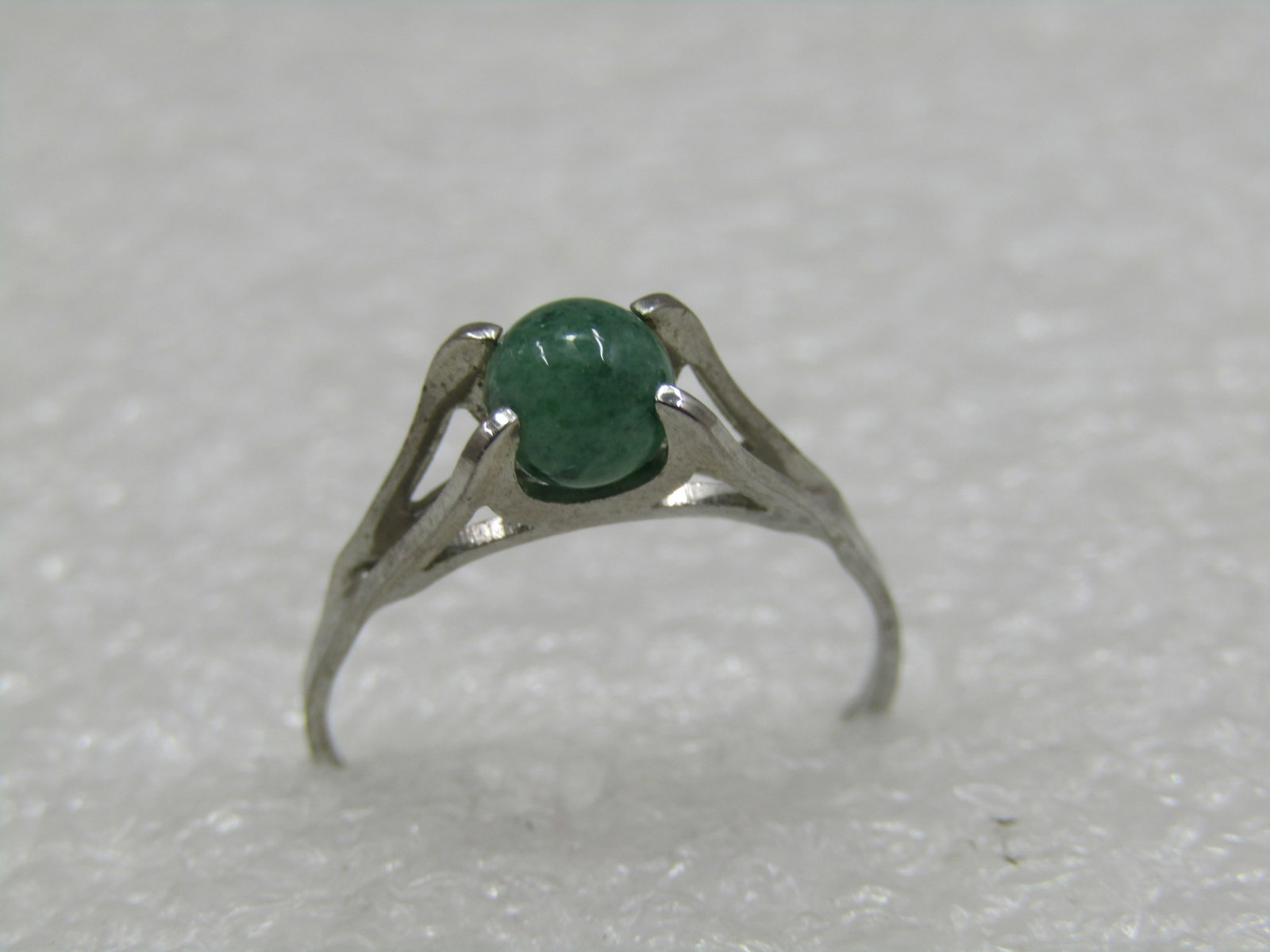 Vintage Sterling Jade Ring, Sz. 6, 1970's-1980's, Signed - 5