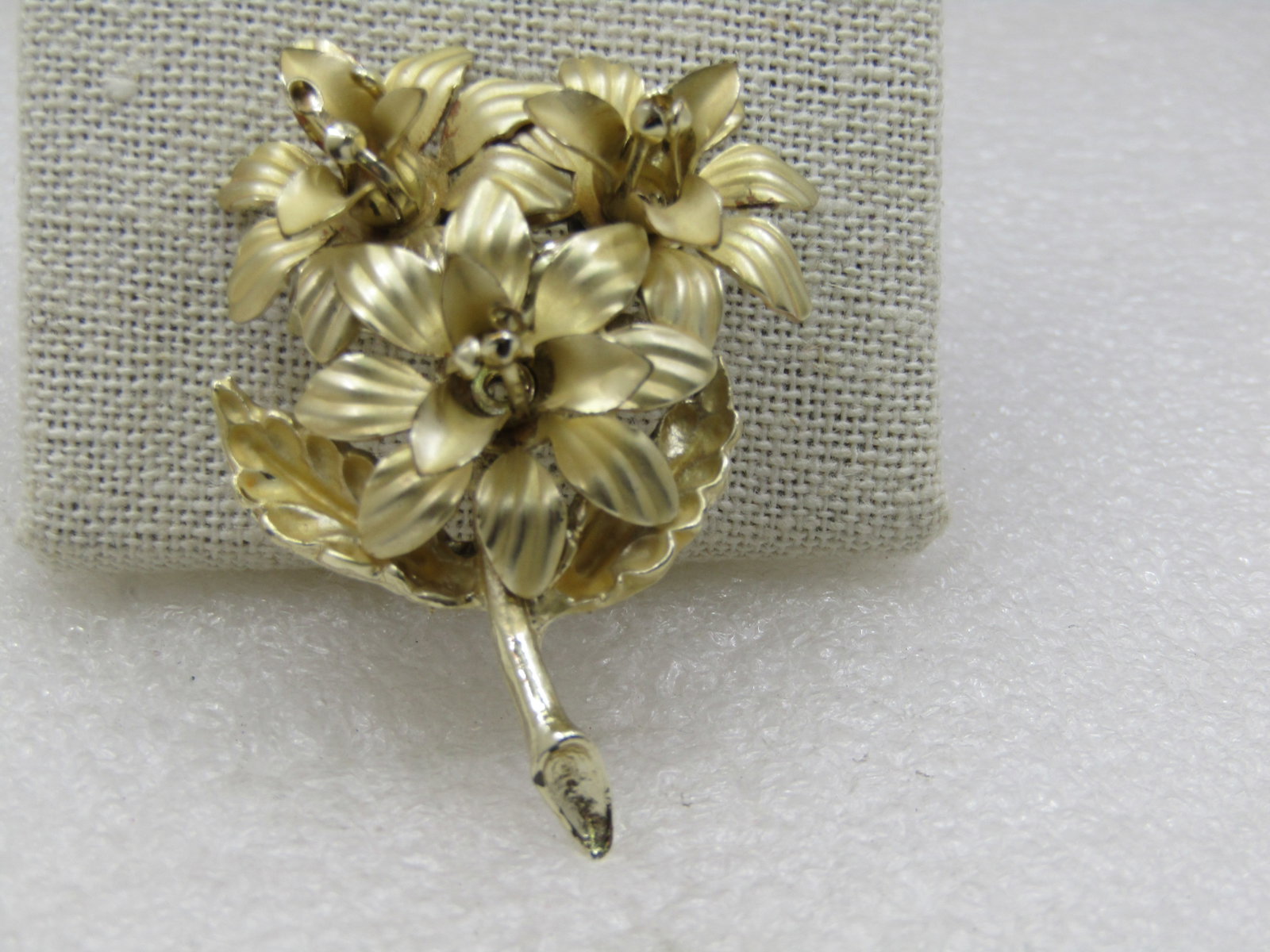 Vintage Gold tone Lily Blossom Brooch, 1960's, 2.25" - 2