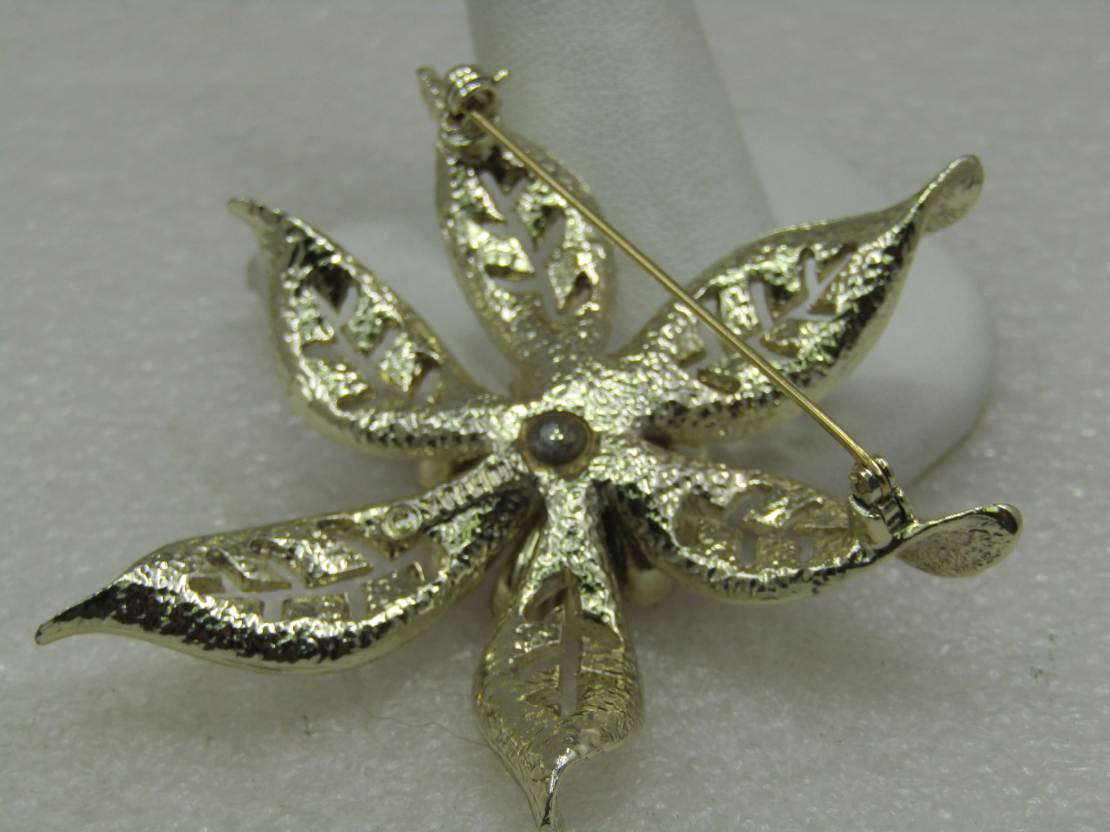 Vintage Pink Rhinestone Floral Brooch, 2.5", 1960's - 4