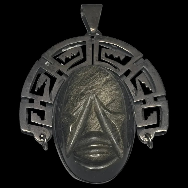 Large Vintage TAXCO 980 Sterling Silver and Carved Stone Brooch/PinWeighs 51 gramsMeasures 2.75 x (1 of 7)