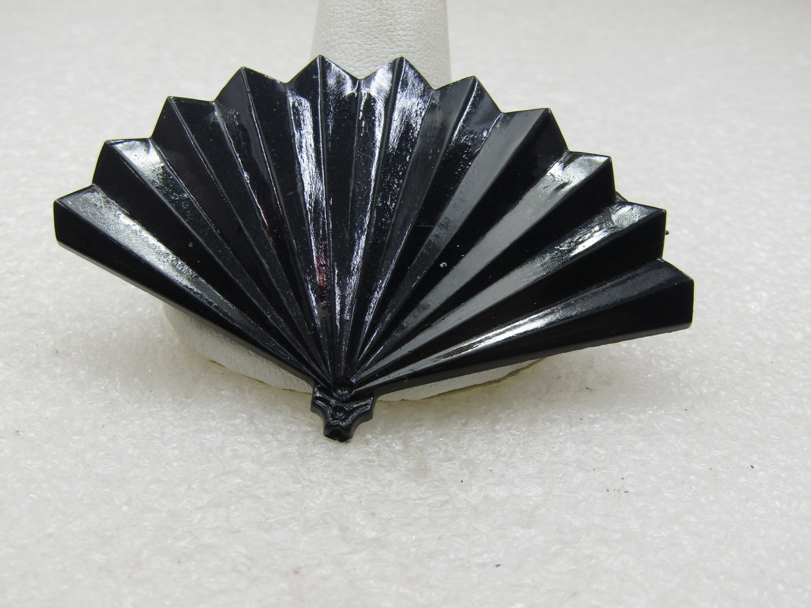 Vintage Black Plastic Open Fan Brooch, 2.75", 1950's-1960's - 3
