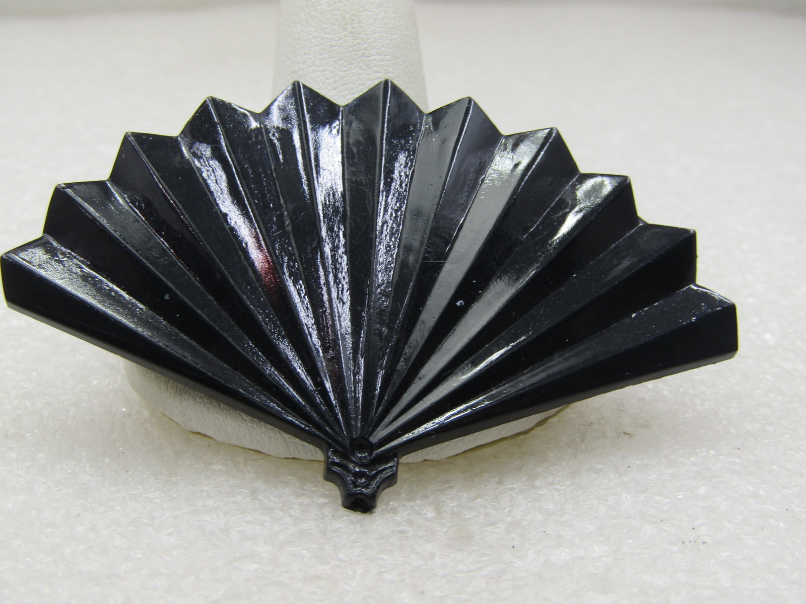 Vintage Black Plastic Open Fan Brooch, 2.75", 1950's-1960's - 4
