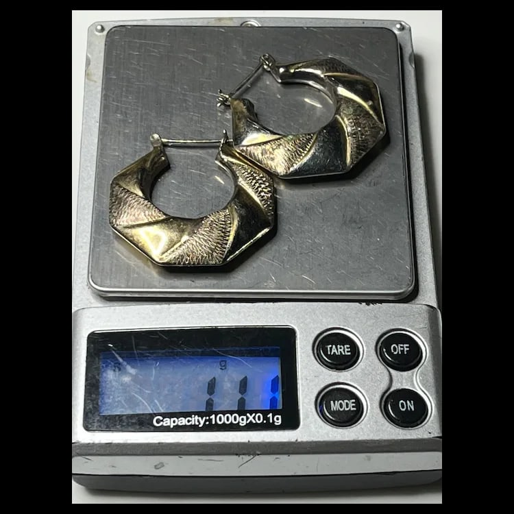 Estate Sterling Silver/Gold Geometric Hoop EarringsHallmarked Sterling IBB TH 925Sterling Silver - 5