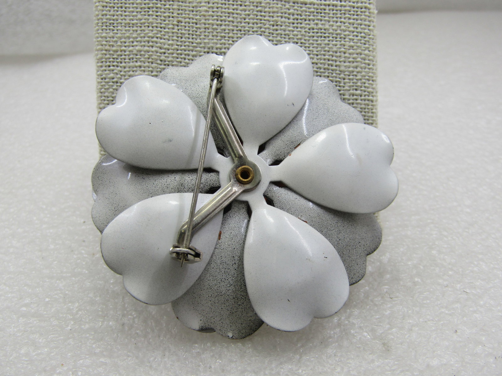 Vintage Black & Gray Enameled Floral Brooch, Tiered, 2.25", 1960's - 5