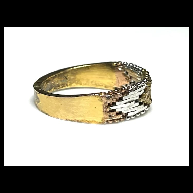 Vintage Italian Tri- Color Sterling Silver Ring - 4
