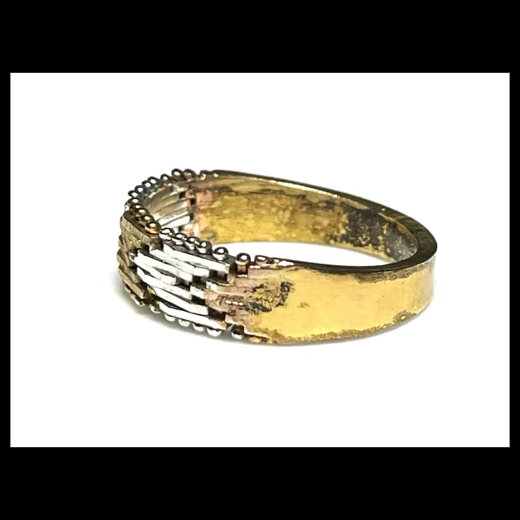 Vintage Italian Tri- Color Sterling Silver Ring - 5