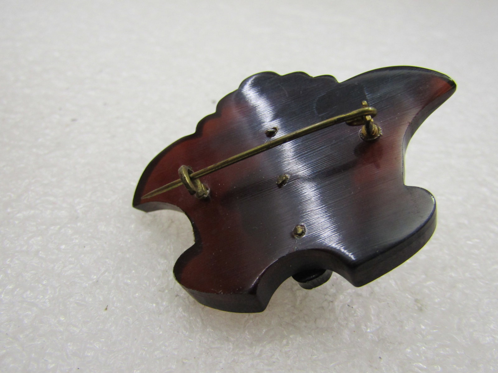 Vintage Faux Tortoiseshell Tiered Brooch with Rose, C-Clasp, 1.75" - 7