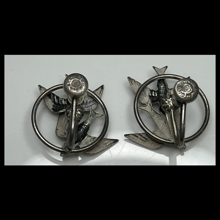 Vintage BEAU Sterling Silver Flying Bird Screw Back EarringsHallmarked BEAU SterlingWeighs 4.8 - 3