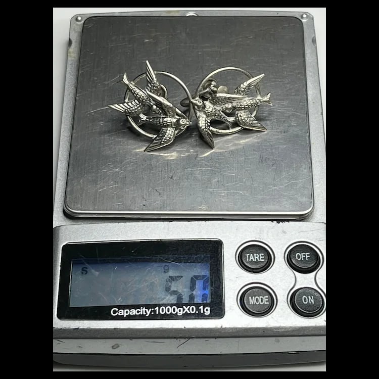 Vintage BEAU Sterling Silver Flying Bird Screw Back EarringsHallmarked BEAU SterlingWeighs 4.8 - 4