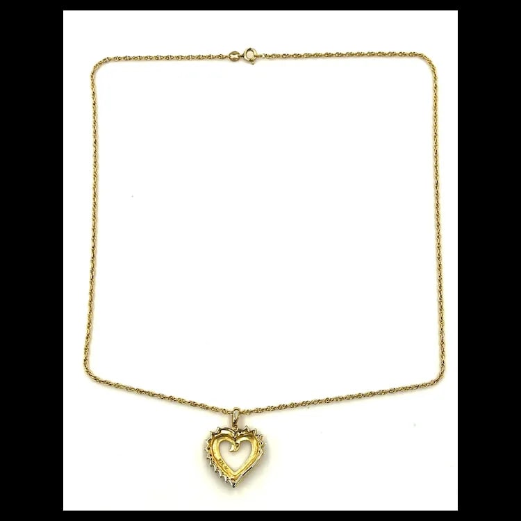 Estate 14k GF over Sterling Silver Diamond Heart Neclace - 3