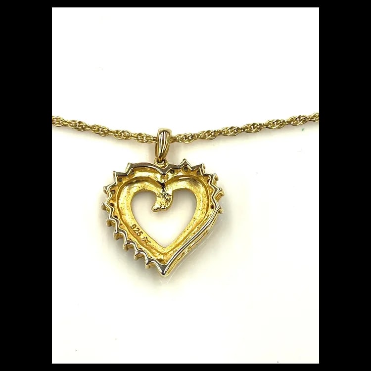 Estate 14k GF over Sterling Silver Diamond Heart Neclace - 6