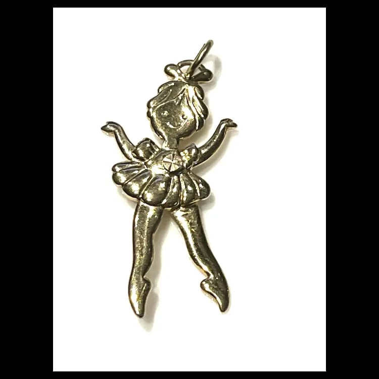 Vintage Gold Tone Articulated Dancing Ballerina Pendant/Charm Hallmarked: No Hallmark SeenWeighs: - 2
