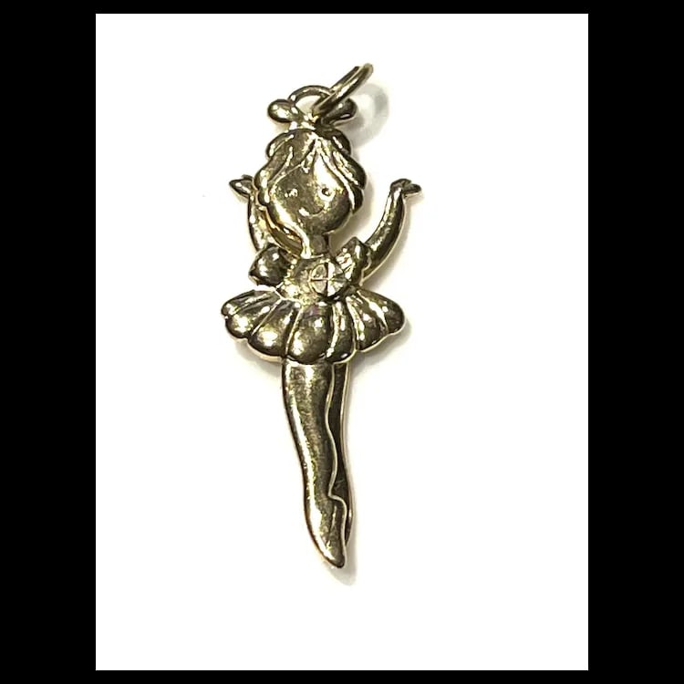 Vintage Gold Tone Articulated Dancing Ballerina Pendant/Charm Hallmarked: No Hallmark SeenWeighs: - 3