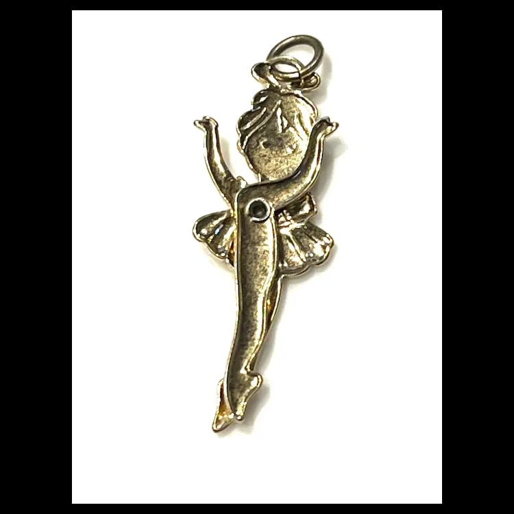 Vintage Gold Tone Articulated Dancing Ballerina Pendant/Charm Hallmarked: No Hallmark SeenWeighs: - 4