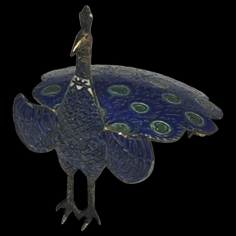 Vintage Sterling Silver and Enamel Articulated Peacock Brooch/PinSterling Silver and EnamelWeighs: Vintage Sterling Silver and Enamel Articulated Peacock Brooch/PinSterling Silver and EnamelWeighs 7.7 gramsMeasures 2 x 1 inches Hallmarked Sterling Thailand vintage Sterling Silver and Enamel Weighs 