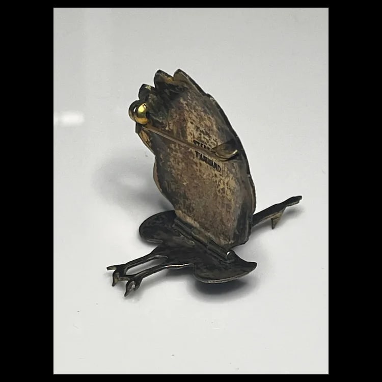 Vintage Sterling Silver and Enamel Articulated Peacock Brooch/PinSterling Silver and EnamelWeighs - 9