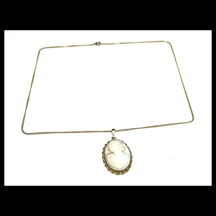 Vintage AMCO Shell Cameo Opening Locket Necklace - 2
