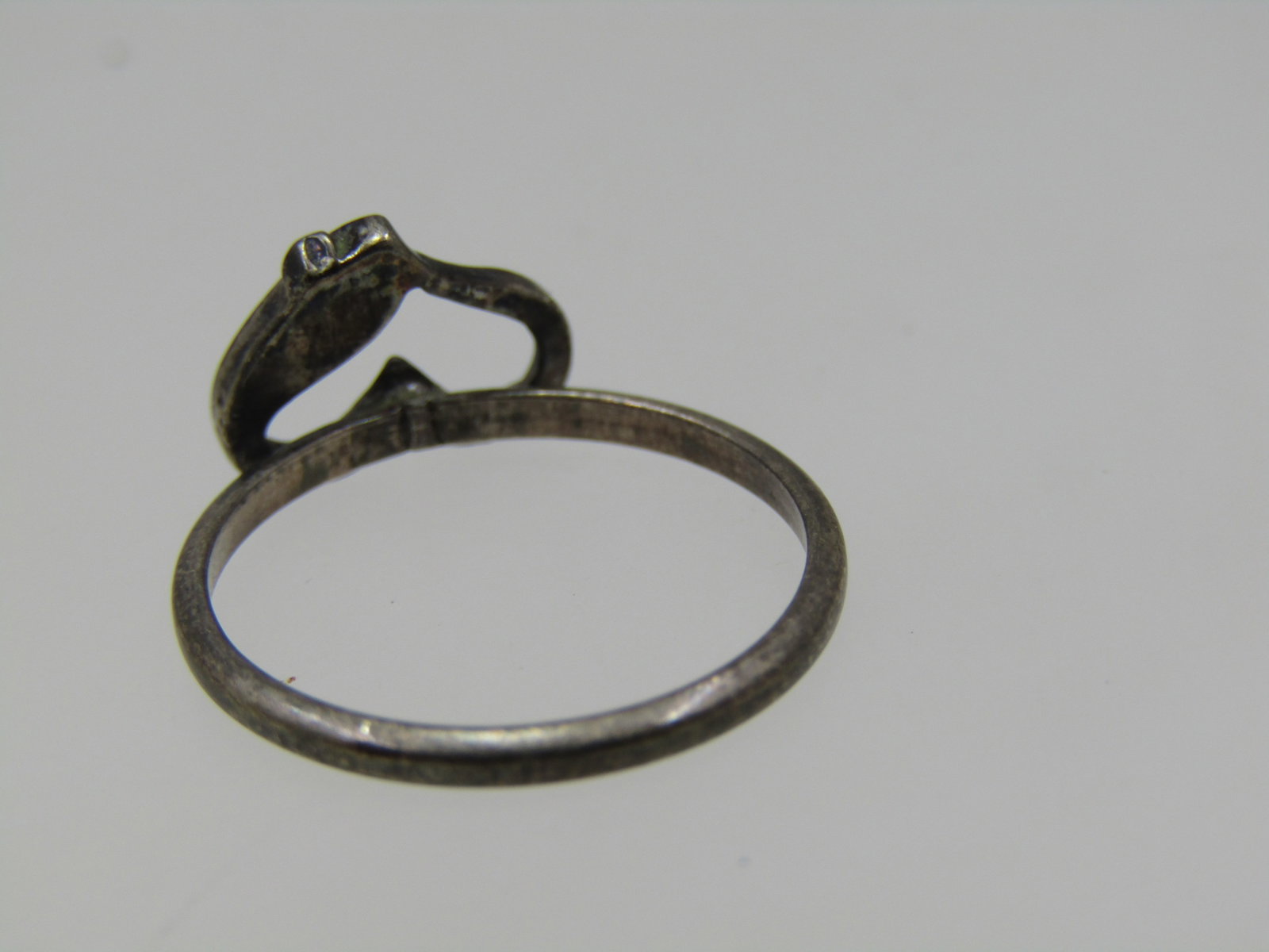 Vintage Southwestern Sterling Turquoise Chip Heart Ring, Sz. 3.5 - 5