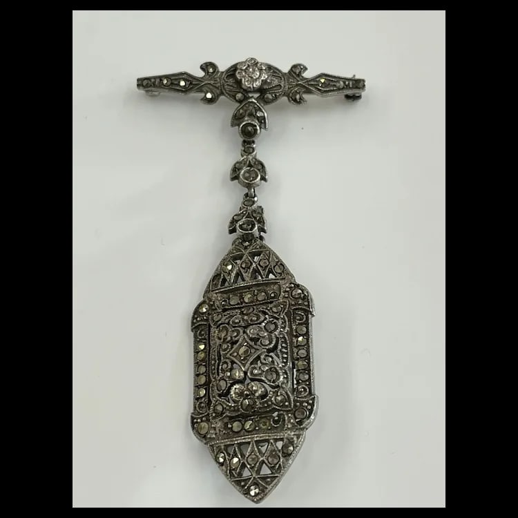 Vintage Sterling Silver and Marcasite Nurse’s Brooch - 2