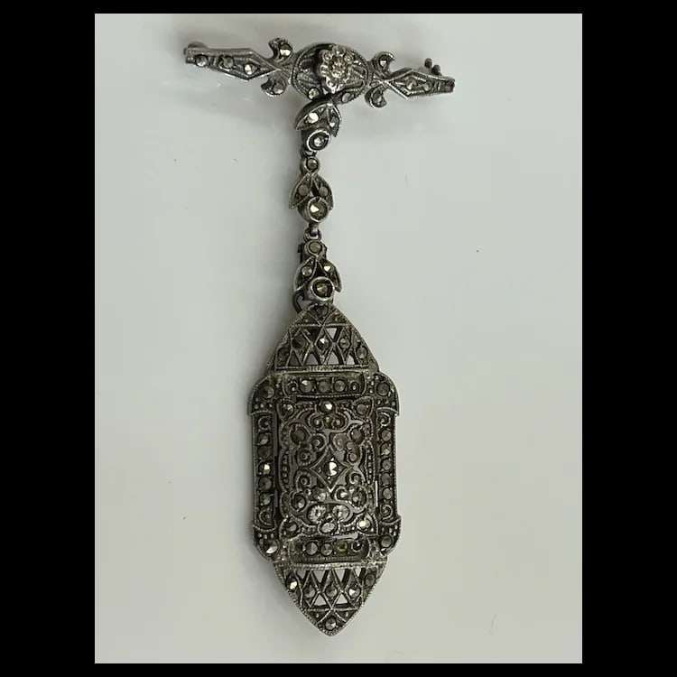 Vintage Sterling Silver and Marcasite Nurse’s Brooch - 3
