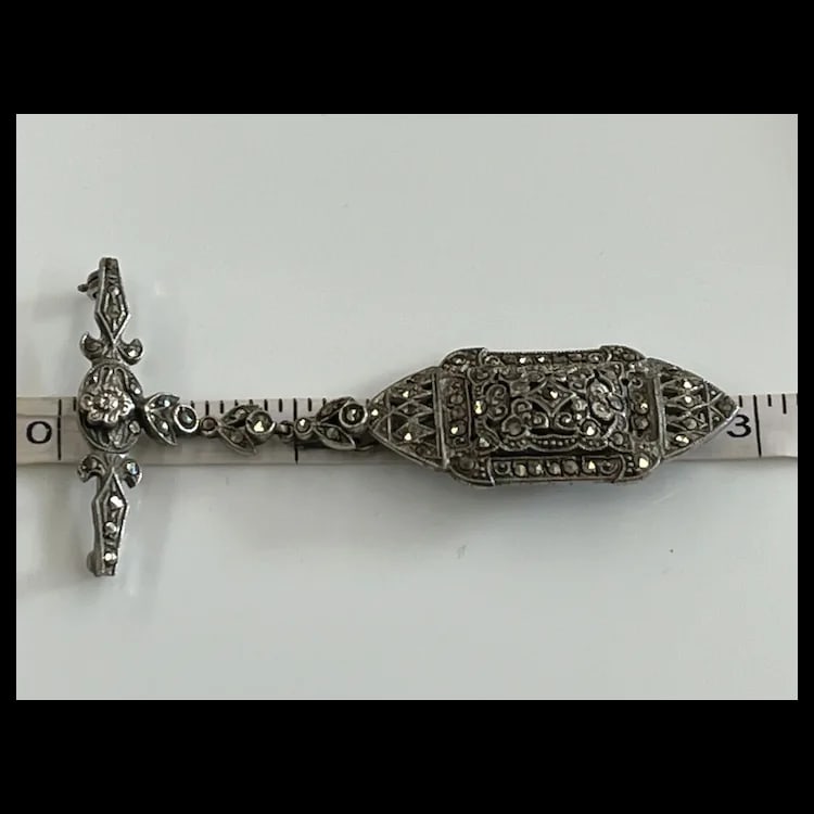 Vintage Sterling Silver and Marcasite Nurse’s Brooch - 6