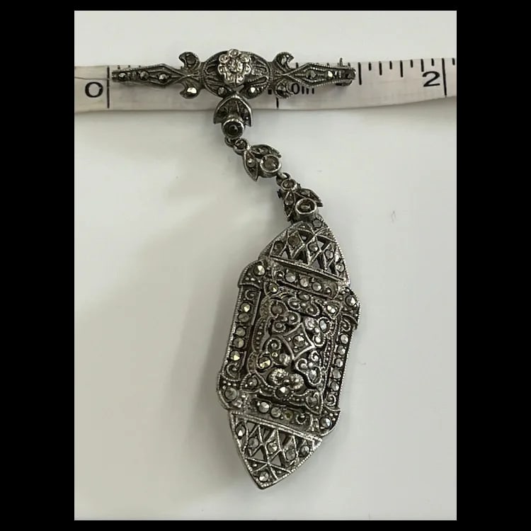 Vintage Sterling Silver and Marcasite Nurse’s Brooch - 7