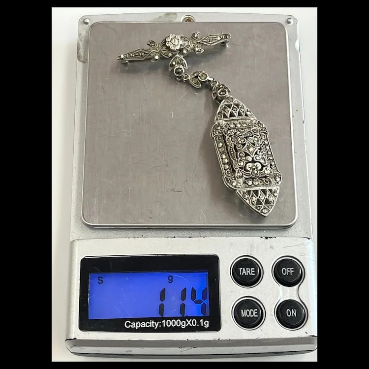 Vintage Sterling Silver and Marcasite Nurse’s Brooch - 8