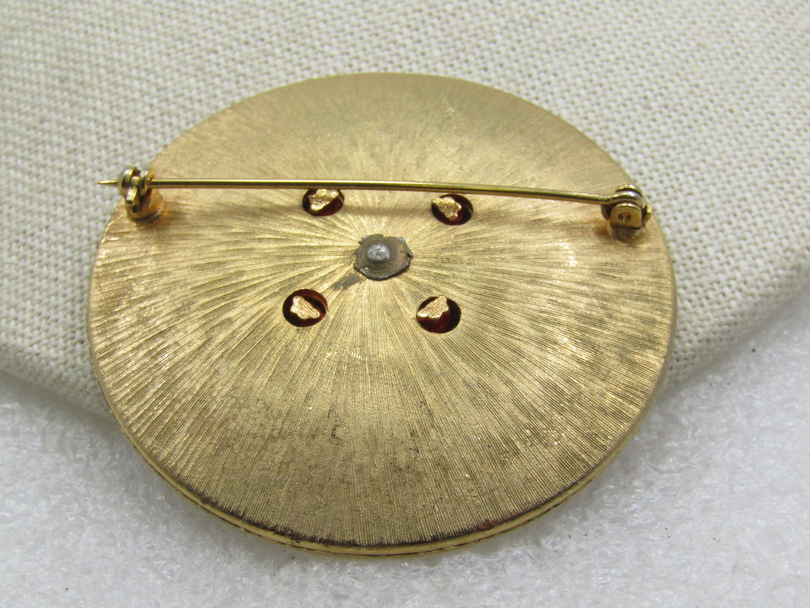 Vintage Red, White, Blue Enameled Button Brooch, 2/25" - 5