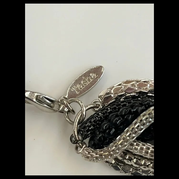 Estate Tasha Silver, Black, and Gray Metal Braided Chain NecklaceBraided MetalMeasures 18 inches - 5