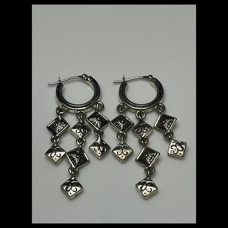 Estate Sterling Silver Chandelier EarringsSterling SilverWeighs 8.7 gramsMeasures .50 x 1.5 inches - 2