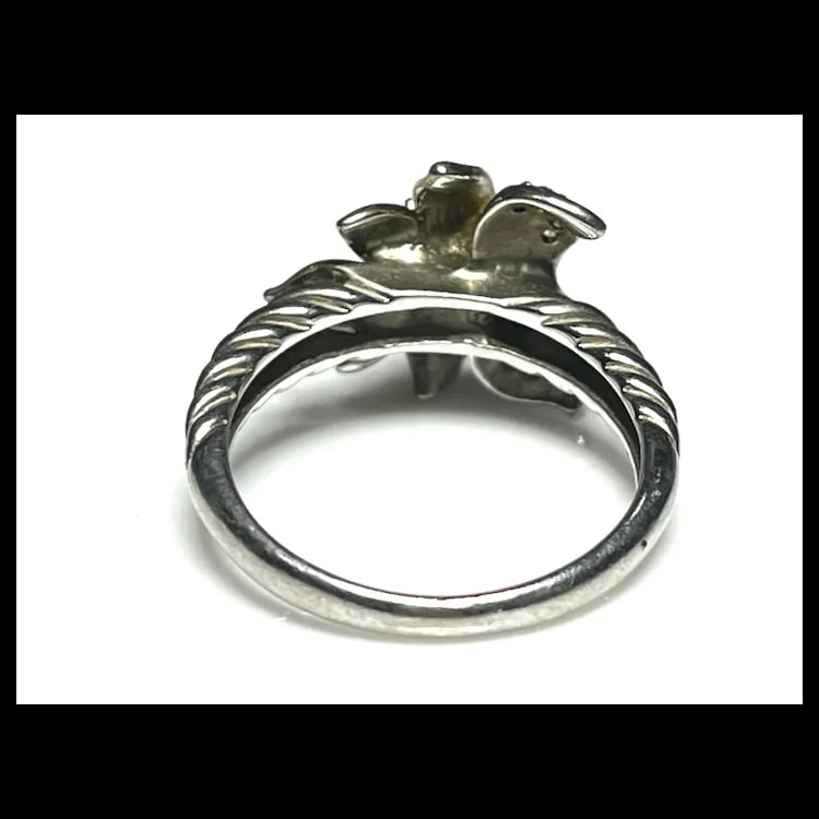 Estate Calla Lily Flower Believe in Miracles 14k Gold Vermeil and Sterling Silver Ring - 3