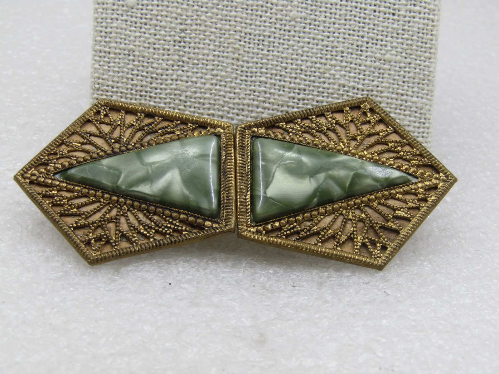 Vintage Czechoslovakia Faux Pearl Buckles. It is 3" long and 1.25" wide - 3