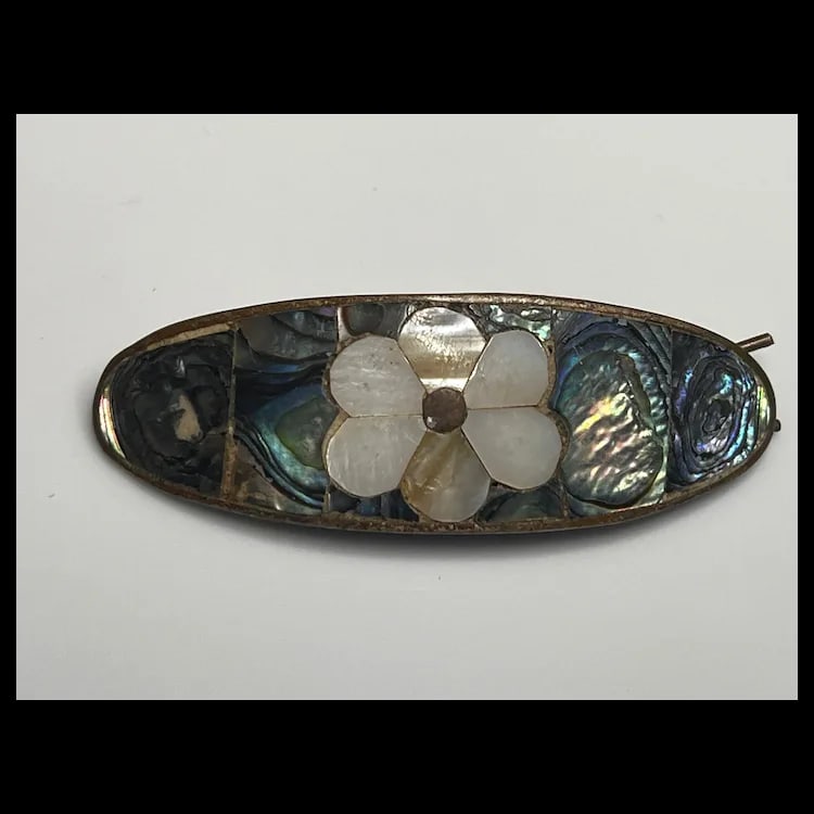 Vintage Sterling Silver Abalone Barrette and BroochesSterling Silver Weighs 33.6 grams - 3