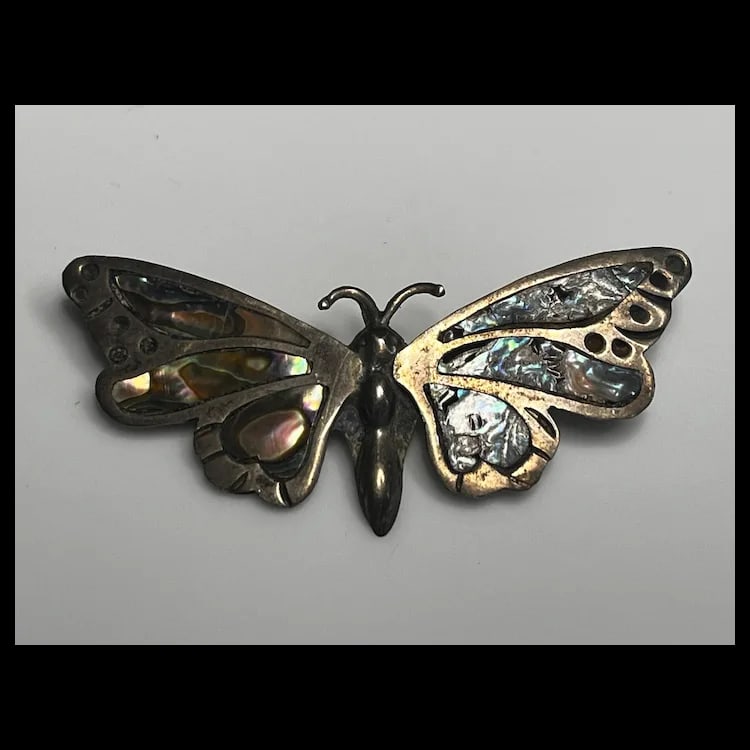 Vintage Sterling Silver Abalone Barrette and BroochesSterling Silver Weighs 33.6 grams - 7