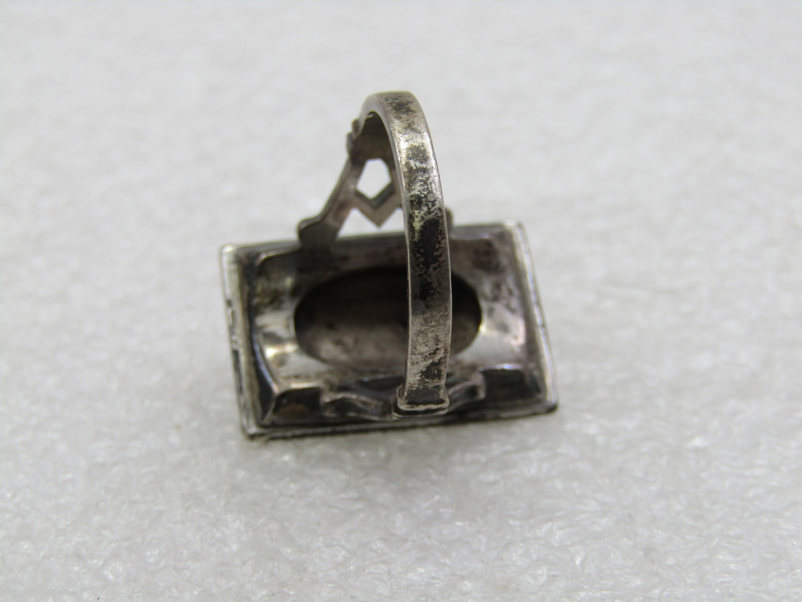 Vintage Sterling Marcasite Rectangular Ring, Sz. 8, Signed J J, Judith Jack, 1960's - 4
