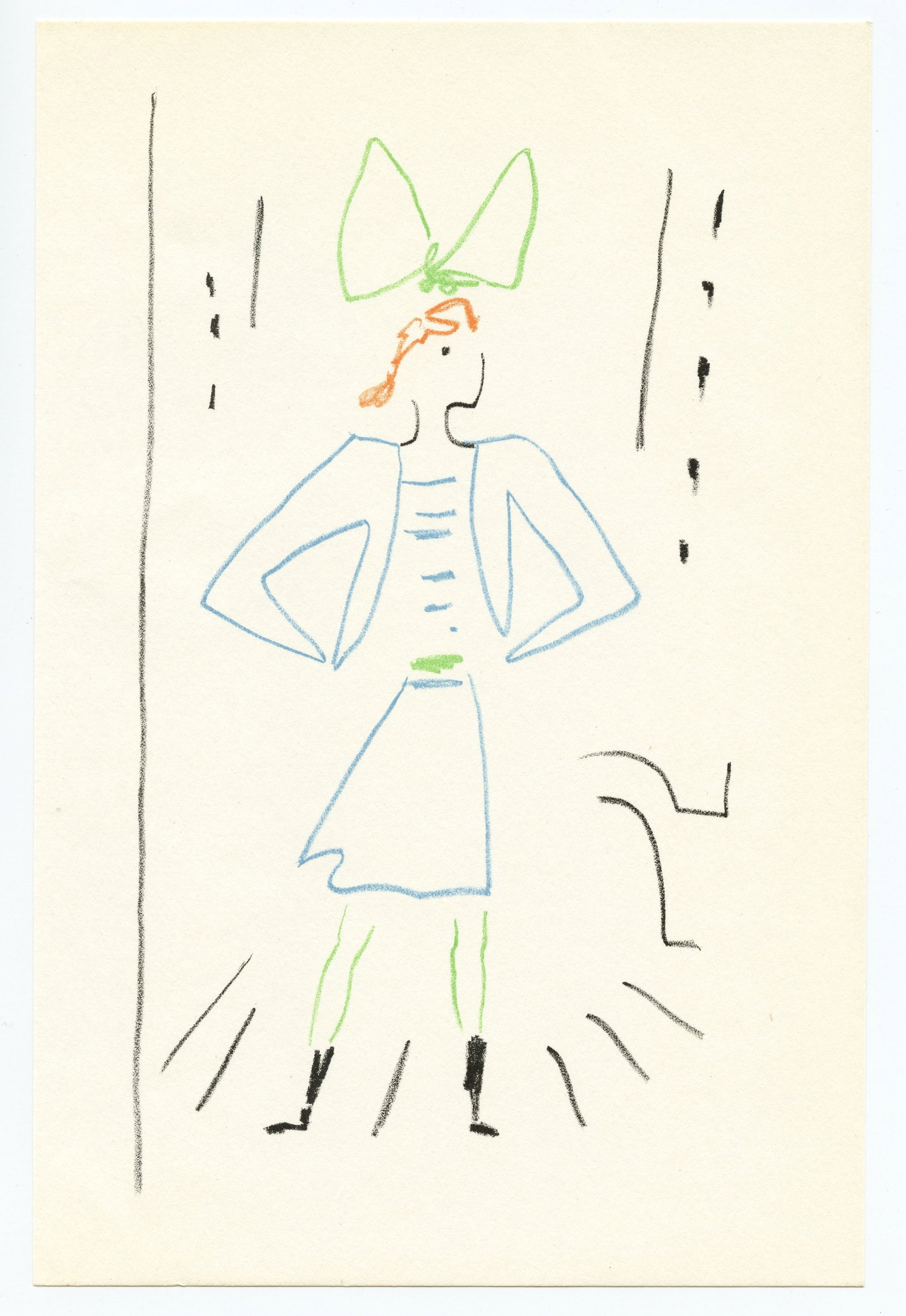 Jean Cocteau original lithograph | Parade: Title: Jean Cocteau original lithograph | Parade Description: Medium: original lithograph. Printed in Paris in 1957 at the Mourlot Freres atelier. Size: 8 3/4 x 6 inches (225 x 150 mm). Artist,