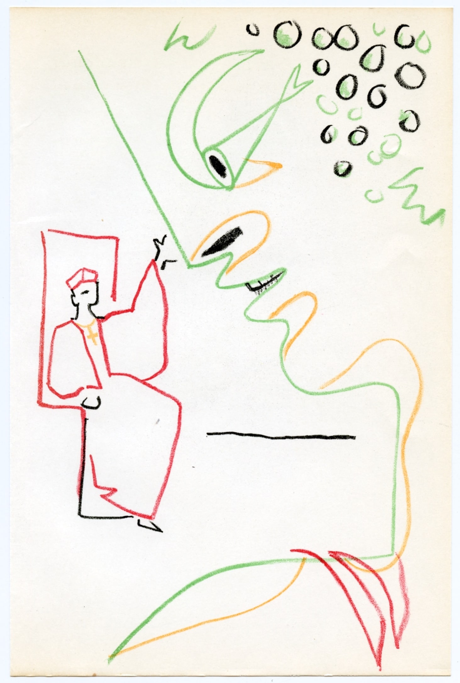 Jean Cocteau original lithograph | Theatre de Poche: Title: Jean Cocteau original lithograph | Theatre de Poche Description: Medium: original lithograph. Printed in Paris in 1957 at the Mourlot Freres atelier. Size: 8 3/4 x 6 inches (225 x 150 mm).